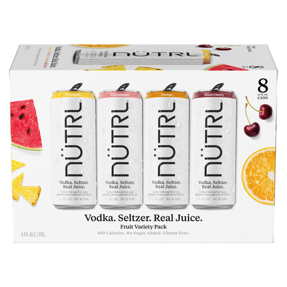 NUTRL Real Juice Vodka Hard Seltzer Variety Pack 8pk 12oz Cans 4.5% ABV