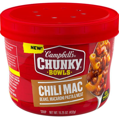 Campbell’s Chunky Soup, Chili Mac Soup, 15.25 oz Microwavable Bowl