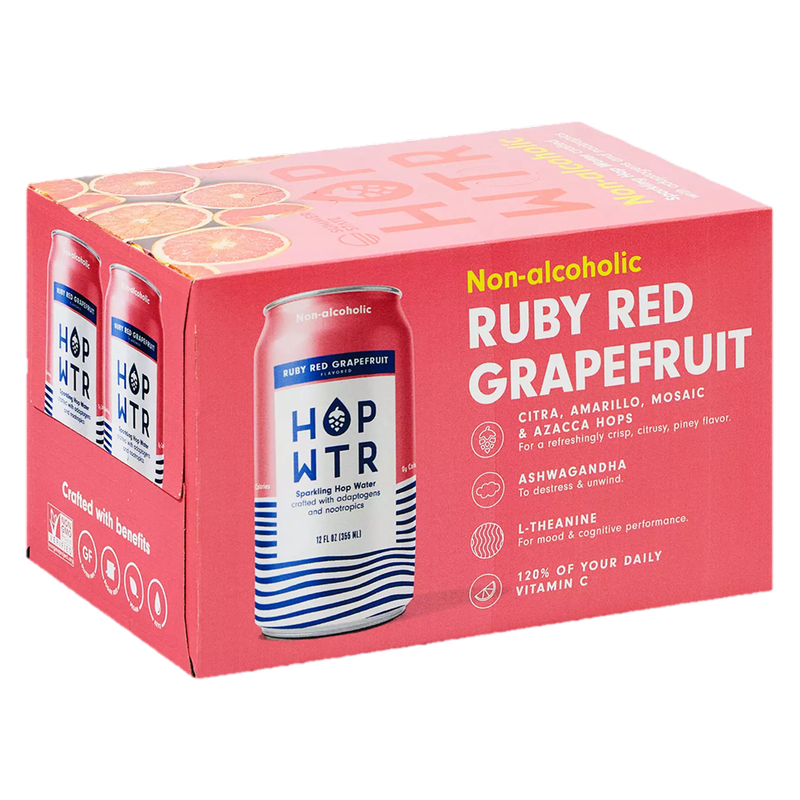 HOP WTR Ruby Red Grapefruit 6pk 12oz Can