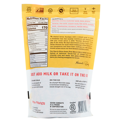 Seven Sundays Rise & Shine Strawberry Grain Free Muesli 10oz Bag