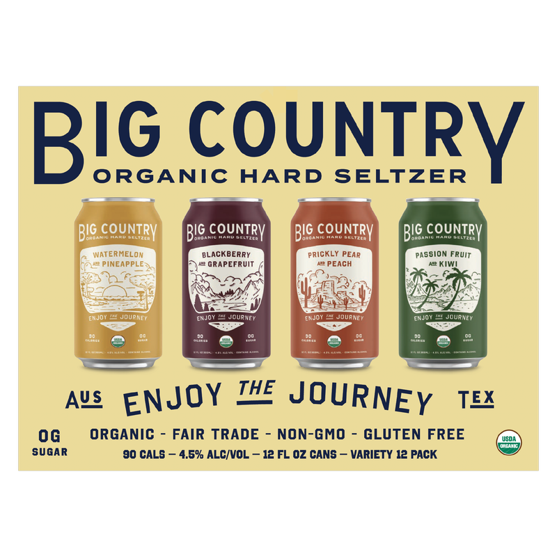 Big Country Organic Brewing Co. Hard Seltzer Variety Pack 12pk 12oz Can 4.5% ABV