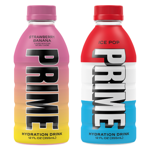 Prime Hydration Multipack Ice Pop and Strawberry Banana 8pk 12oz Btl