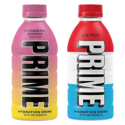 Prime Hydration Multipack Ice Pop and Strawberry Banana 8pk 12oz Btl