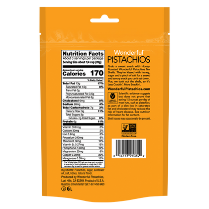Wonderful Honey Roasted No Shell Pistachios 5.5oz