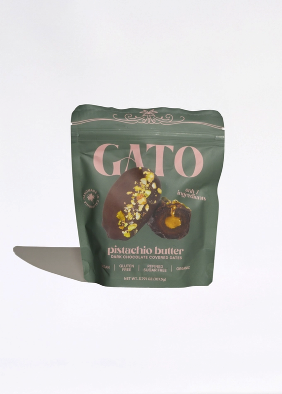 Gato Dates Chocolate Covered Dates with Pistachio Butter, 3.791 oz