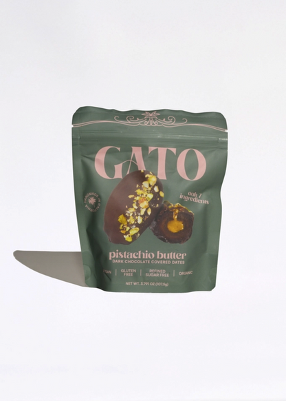 Gato Dates Chocolate Covered Dates with Pistachio Butter, 3.791 oz