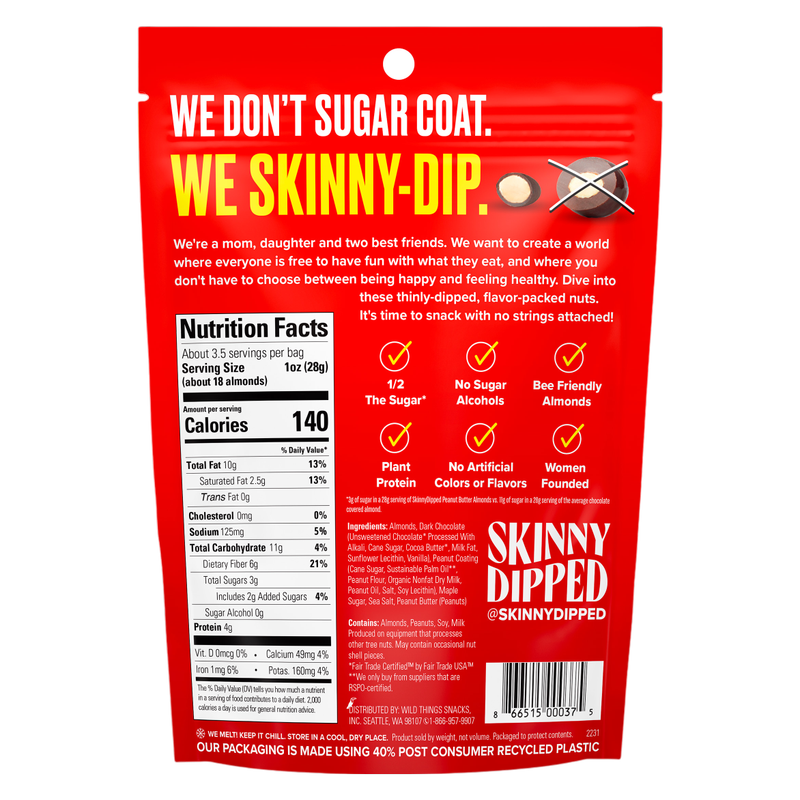SkinnyDipped Dark Chocolate Peanut Butter Almonds, 3.5oz