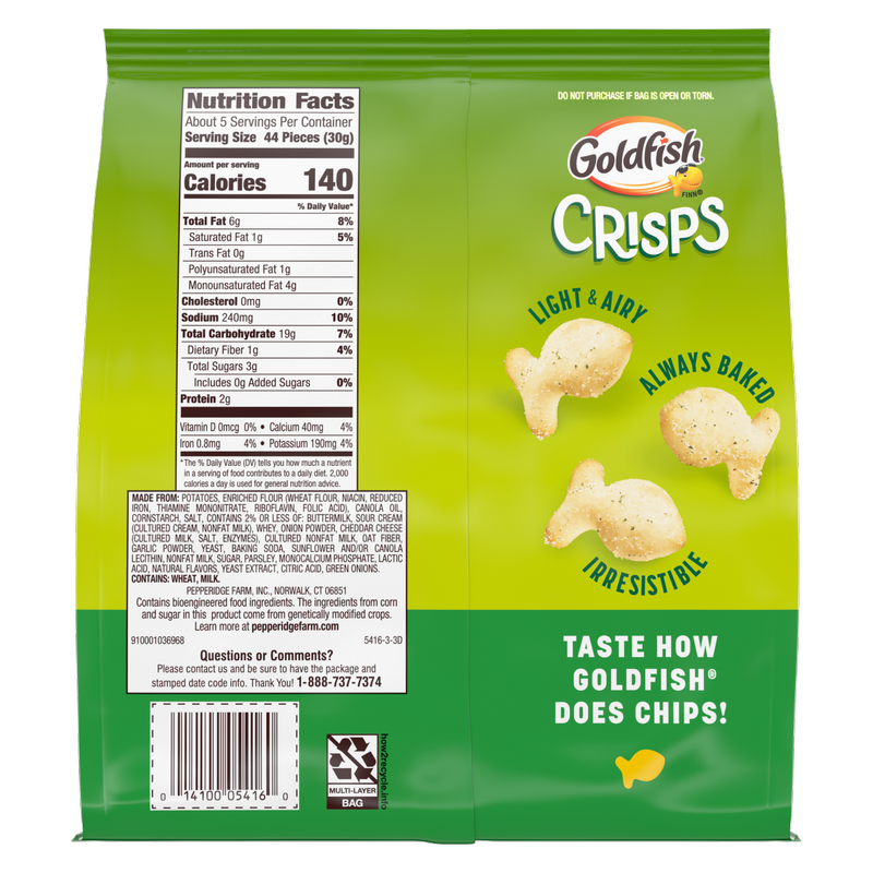 Goldfish Crisps Sour Cream & Onion 6.25oz