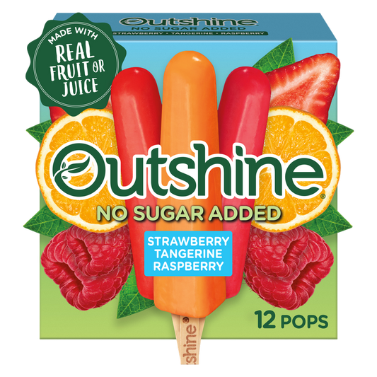 Outshine No Sugar Added Strawberry, Tangerine, and Raspberry Frozen Fruit Pops, Variety Pack, 12ct