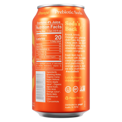 Poppi Prebiotic Soda Orange 12oz Can