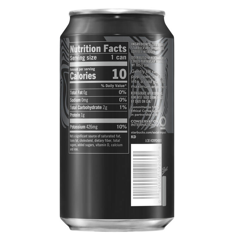Starbucks Unsweetened Nitro Iced Coffee 9.6oz Can