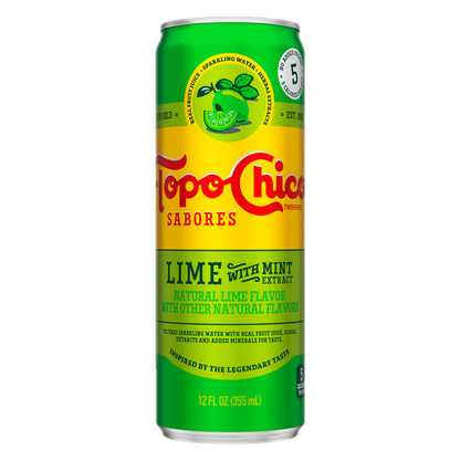 Topo Chico Sabores Lime with Mint Extract Flavored Sparkling Water 8pk 12oz Can