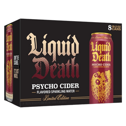 Liquid Death Psycho Cider Sparkling Water with Agave 8pk 19.2oz King Size Can