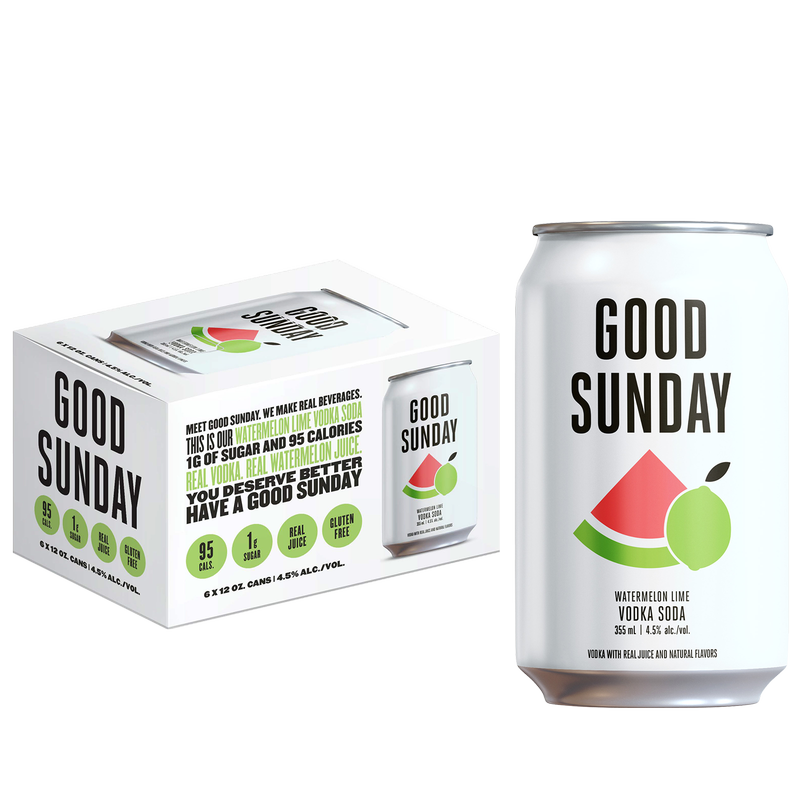 Good Sunday Watermelon Lime Vodka Soda 6pk 12oz Cans 4.5% ABV