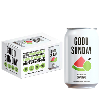 Good Sunday Watermelon Lime Vodka Soda 6pk 12oz Cans 4.5% ABV