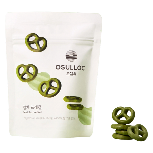 Osolluc Matcha Covered Pretzels, 2.46 oz