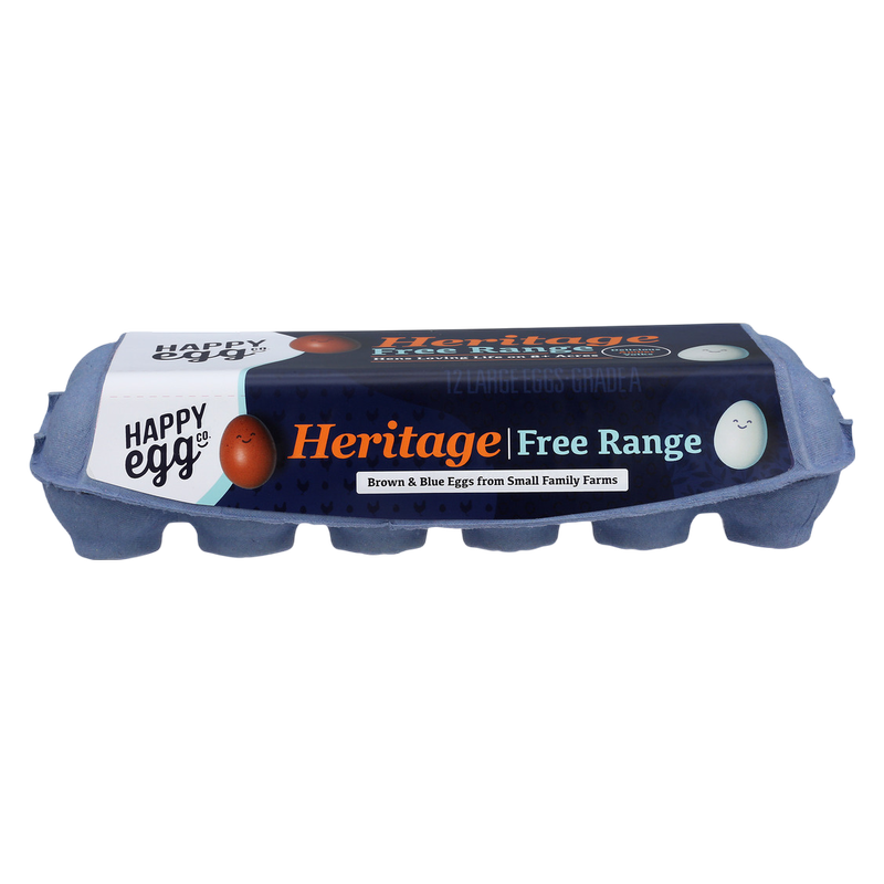 Happy Egg Free Range Heritage Breed Brown and Blue Eggs - 12ct