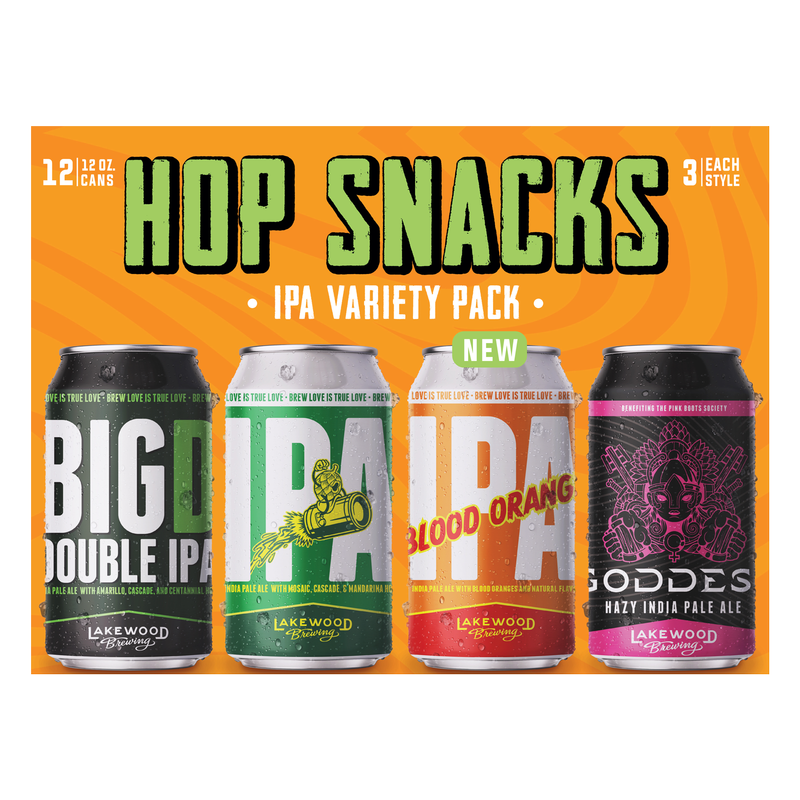 Lakewood Brewing Hop Snack IPA Variety Pack 12pk 12oz Can 8% ABV