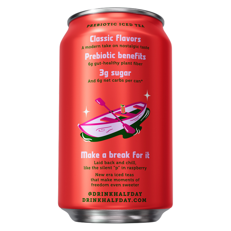Halfday Raspberry Prebiotic Iced Tea 12oz Can