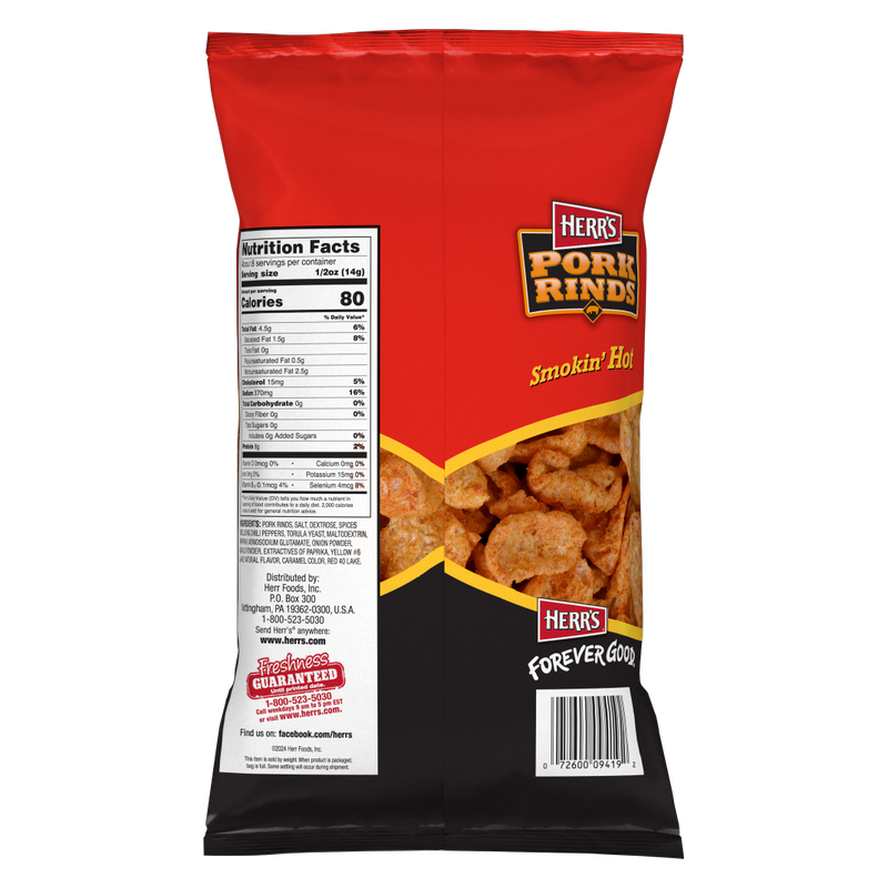 Herr's Hot Pork Rind, 3.75 oz