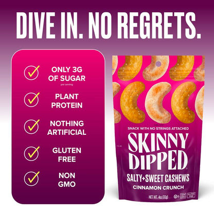 SkinnyDipped Cinnamon Crunch Cashews, 4oz