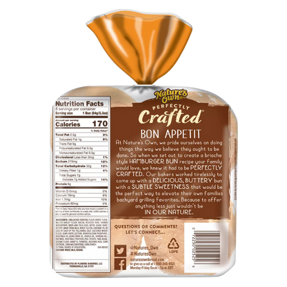 Nature's Own Perfectly Crafted Frozen Brioche Style Hamburger Buns - 8ct/18oz