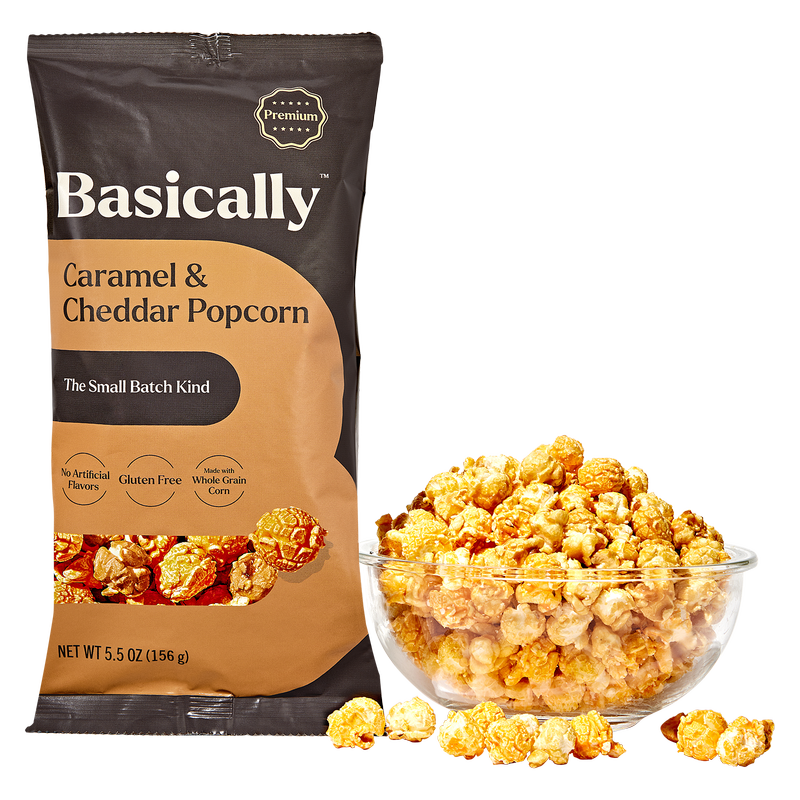 Basically Premium Caramel Cheddar Mix Small Batch Popcorn 5.5oz