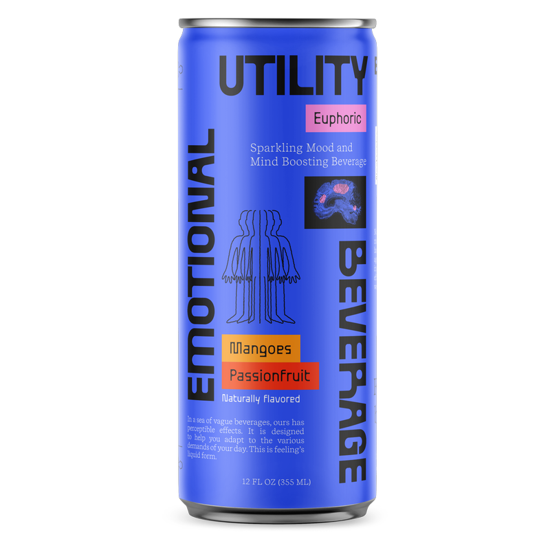 Emotional Utility Beverage Mangoes Passionfruit Euphoric Sparkling Beverage 12oz Btl