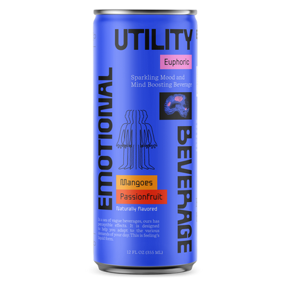 Emotional Utility Beverage Mangoes Passionfruit Euphoric Sparkling Beverage 12oz Btl