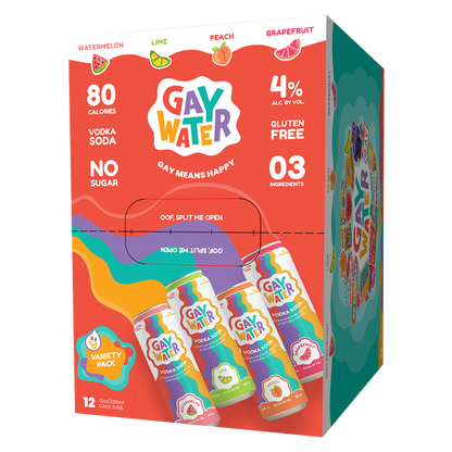 Gay Water Vodka Soda Variety 12pk 4% ABV