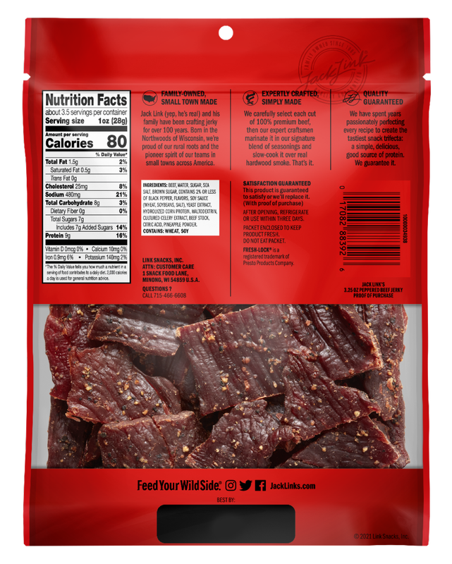 Jack Link's Peppered Beef Jerky, 3.25oz