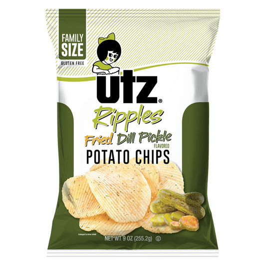 Utz Potato Chips Ripples Fried Dill Pickle 9oz