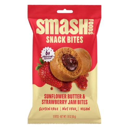 Smash Foods Sunflower Butter & Strawberry Jam Snack Bites, 1.8oz