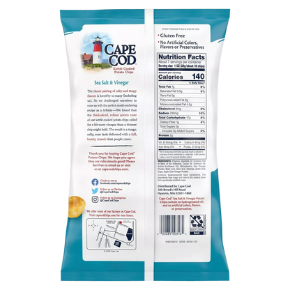 Cape Cod Sea Salt & Vinegar Kettle Cooked Potato Chips, 7.5oz