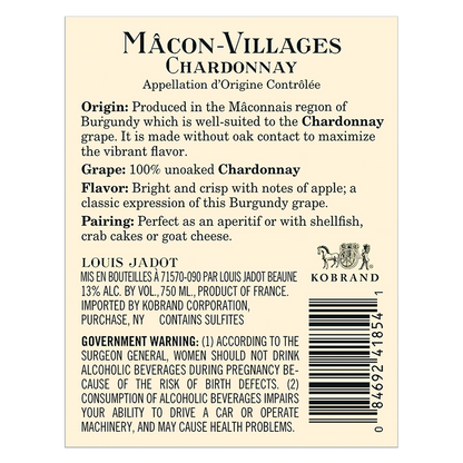 Louis Jadot Macon Village Chardonnay 750ml 13% ABV