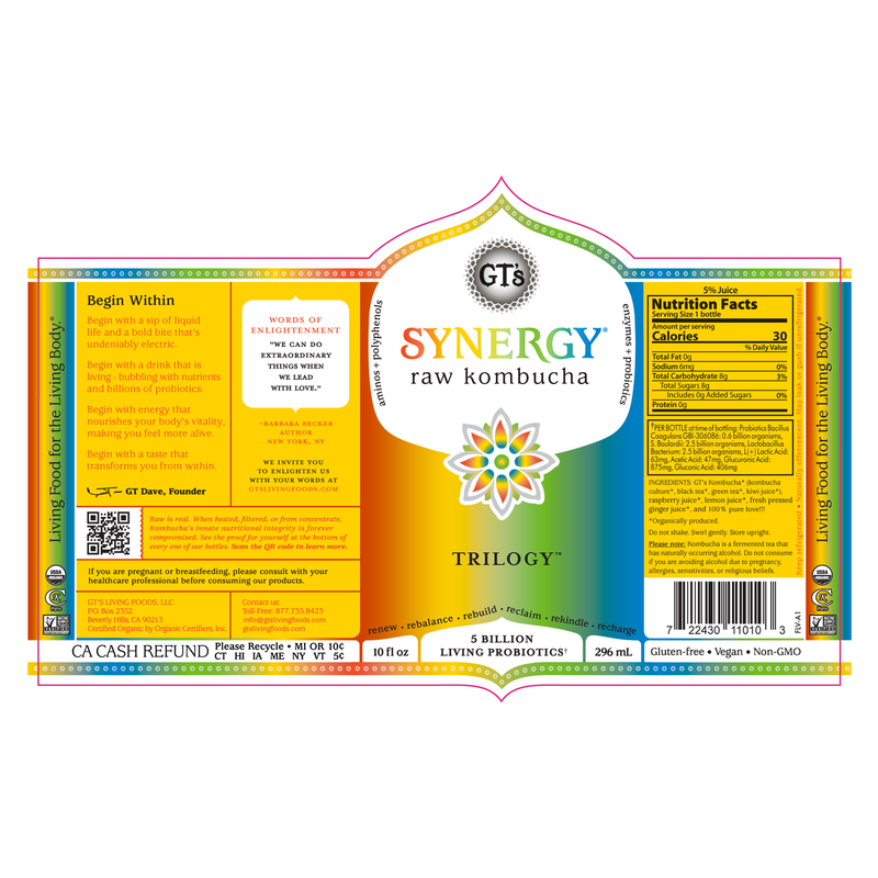 GT's SYNERGY Trilogy Kombucha 10oz Bottle