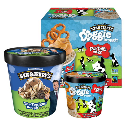 Ben & Jerry's Doggie Desserts Peanut Butter & Pretzel 4ct + Tonight Dough Ice Cream Bundle