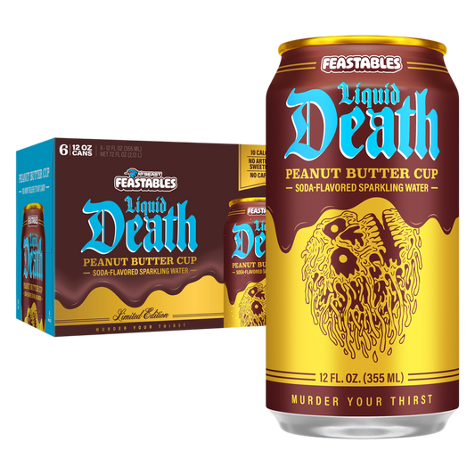 Liquid Death Soda-Flavored Sparkling Water Feastables Peanut Butter Cup 6pk 12oz Can