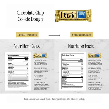 David Chocolate Chip Cookie Dough Protein Bar Case 12ct