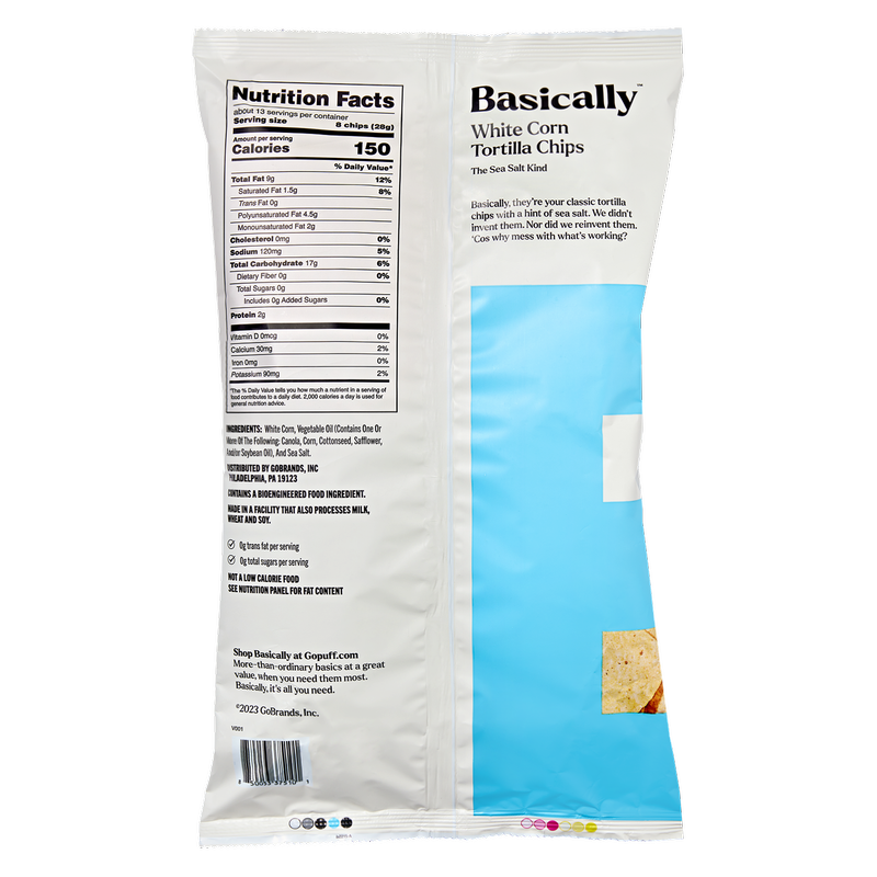 Basically Party Size Sea Salt White Corn Tortilla Chips 13oz