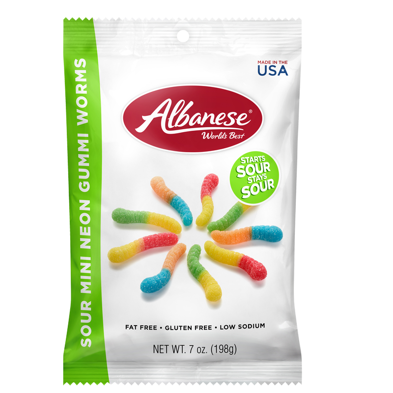 Albanese Confectionery Sour 12 Flavor Mini Gummi Worms 7oz