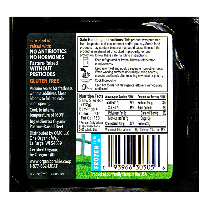 Organic Prairie Frozen 85/15 Ground Beef - 16oz