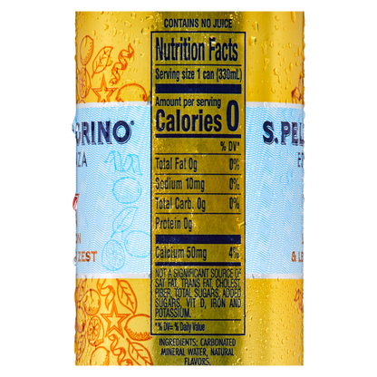 San Pellegrino Lemon and Lemon Zest Essenza Flavored Mineral Water 11.15oz Can