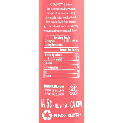Ciroc Riviera Strawberry Lemonade Vodka 750ml Bottle