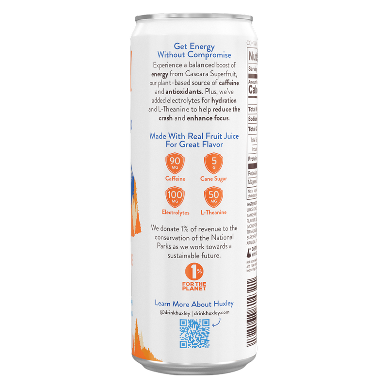Huxley Tangerine Teton Superfruit Energy Drink 12oz Can