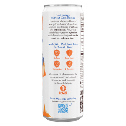 Huxley Tangerine Teton Superfruit Energy Drink 12oz Can