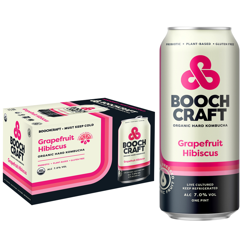 Booch Craft Kombucha Grapefruit Hibiscus 6pk 12oz Can