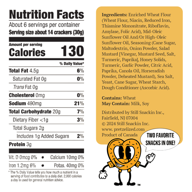 PRETZELIZED™ Honey Mustard Pretzel Crackers, 6.5oz