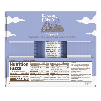 Jubilee's Organic Chocolate Chip Cookie Protein Milk 12pk 8oz Ctn- XL