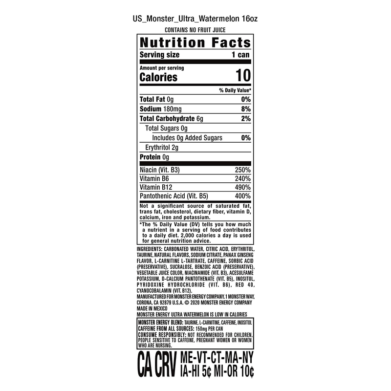 Monster Ultra Watermelon 16oz Can